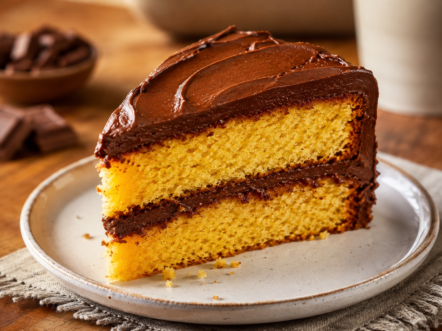 Chocolate Yellow Cake Slice